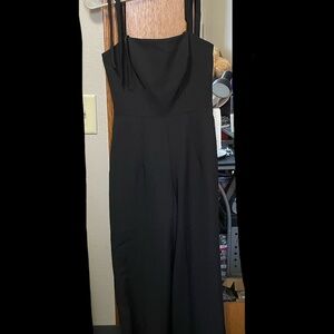 Shoulder Tie Black Jumpsuit